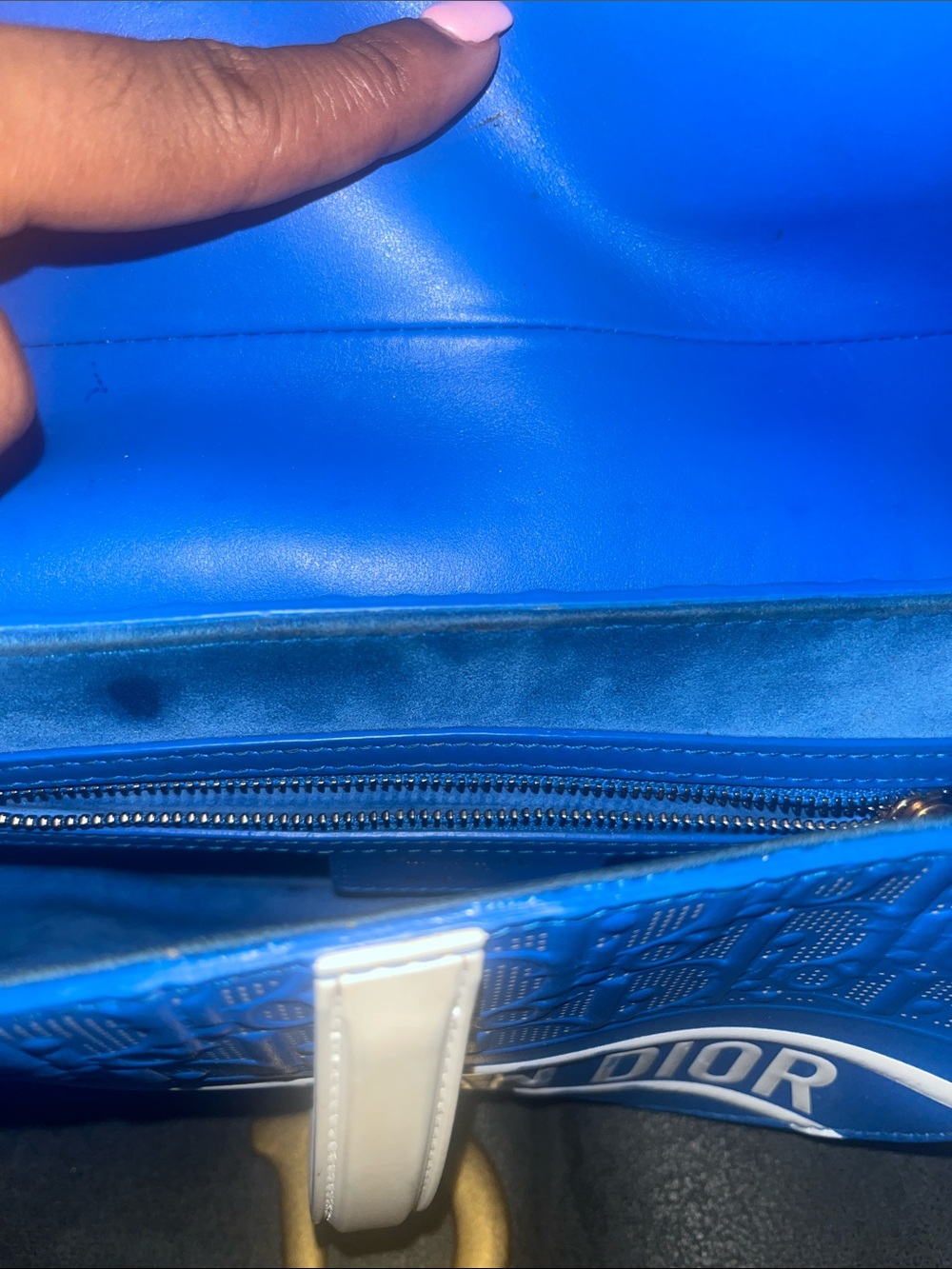 Dior Blue and White Saddle Shoulder Bag - Picture 12 of 15